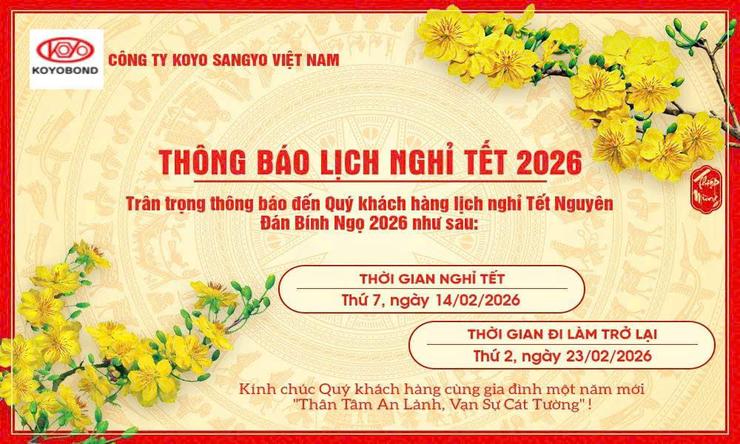 THÔNG BÁO LỊCH NGHỈ TẾT NGUYÊN ĐÁN 2026